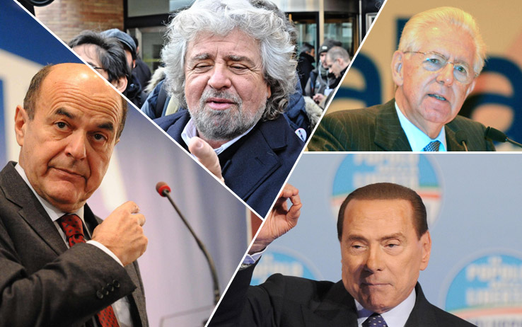 Primi instant poll: Bersani 37%. Berlusconi 31%. Grillo 17%. Monti resta indietro: 9%